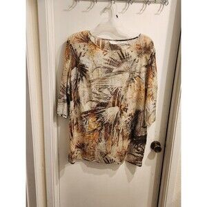 Kello Scandinavia Size XL Sheer 3/4 Sleeve Earth tones Tunic Boho‎